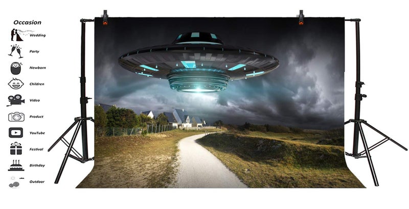 Yeele 5x3ft UFO Backdrop Spaceship Flying Saucer Background for Photography Science Alien Spacecraft Pictures Kid Boy Child Portrait Photo Booth Shooting Vinyl Studio Video Props - Image 2